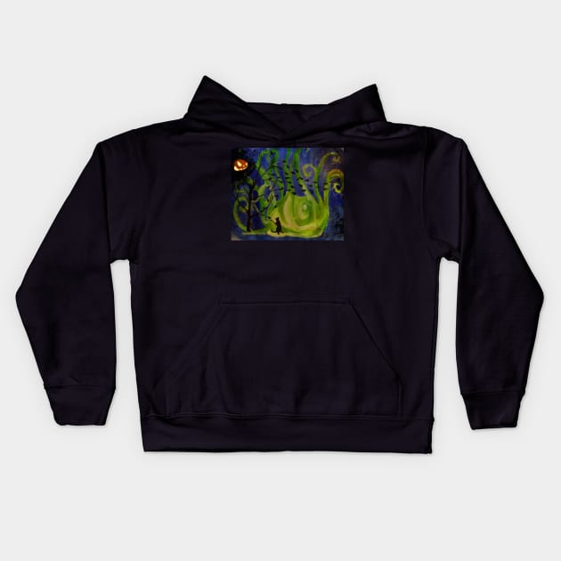 Black cat Kids Hoodie by teenamarie23art